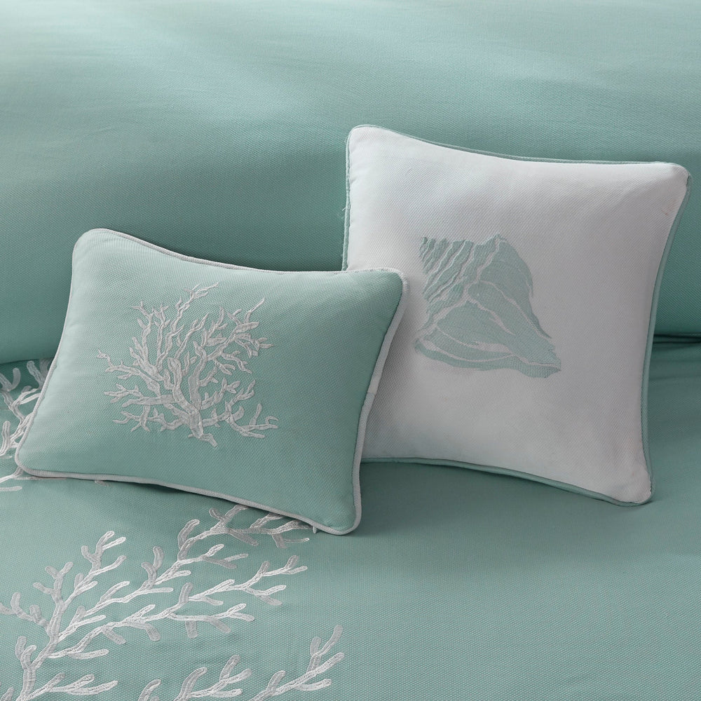Oversized Cotton Jacquard Comforter Set Aqua Twin Media 3