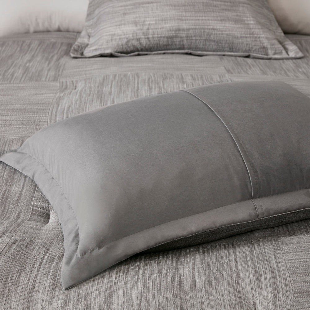 7 Piece Printed Seersucker Comforter Set Grey Cal King Media 5