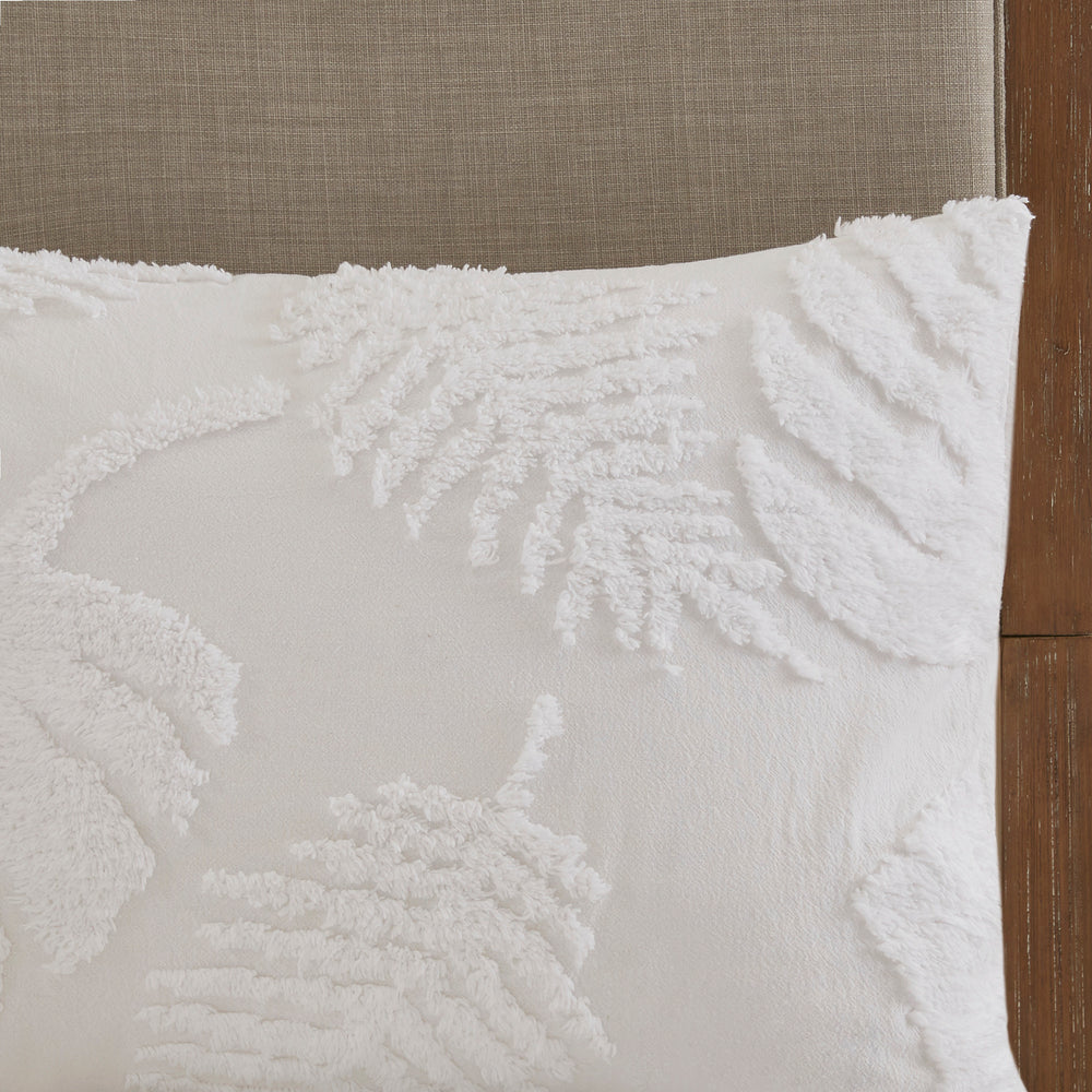 3 Piece Tufted Cotton Chenille Palm Comforter Set Off-White King/Cal King Media 6