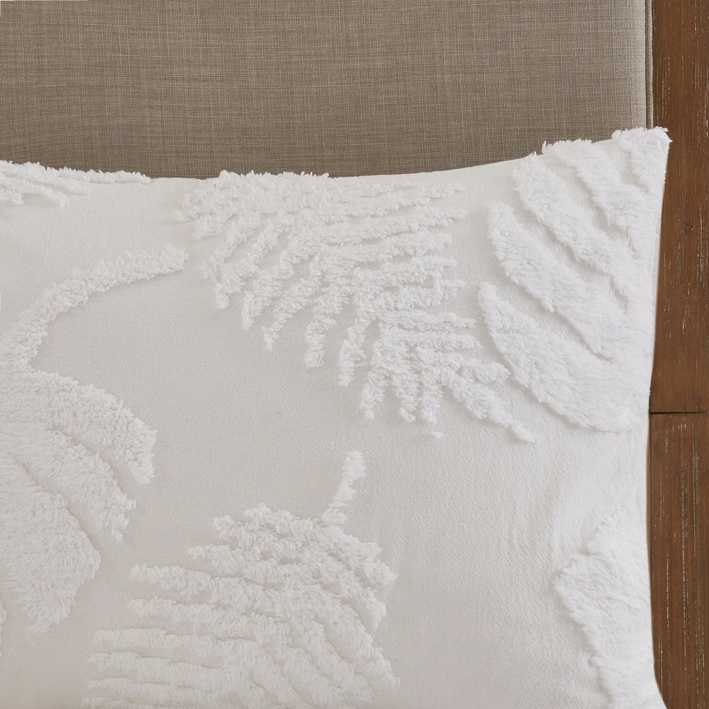 3 Piece Tufted Cotton Chenille Palm Comforter Set Off-White King/Cal King Media 6