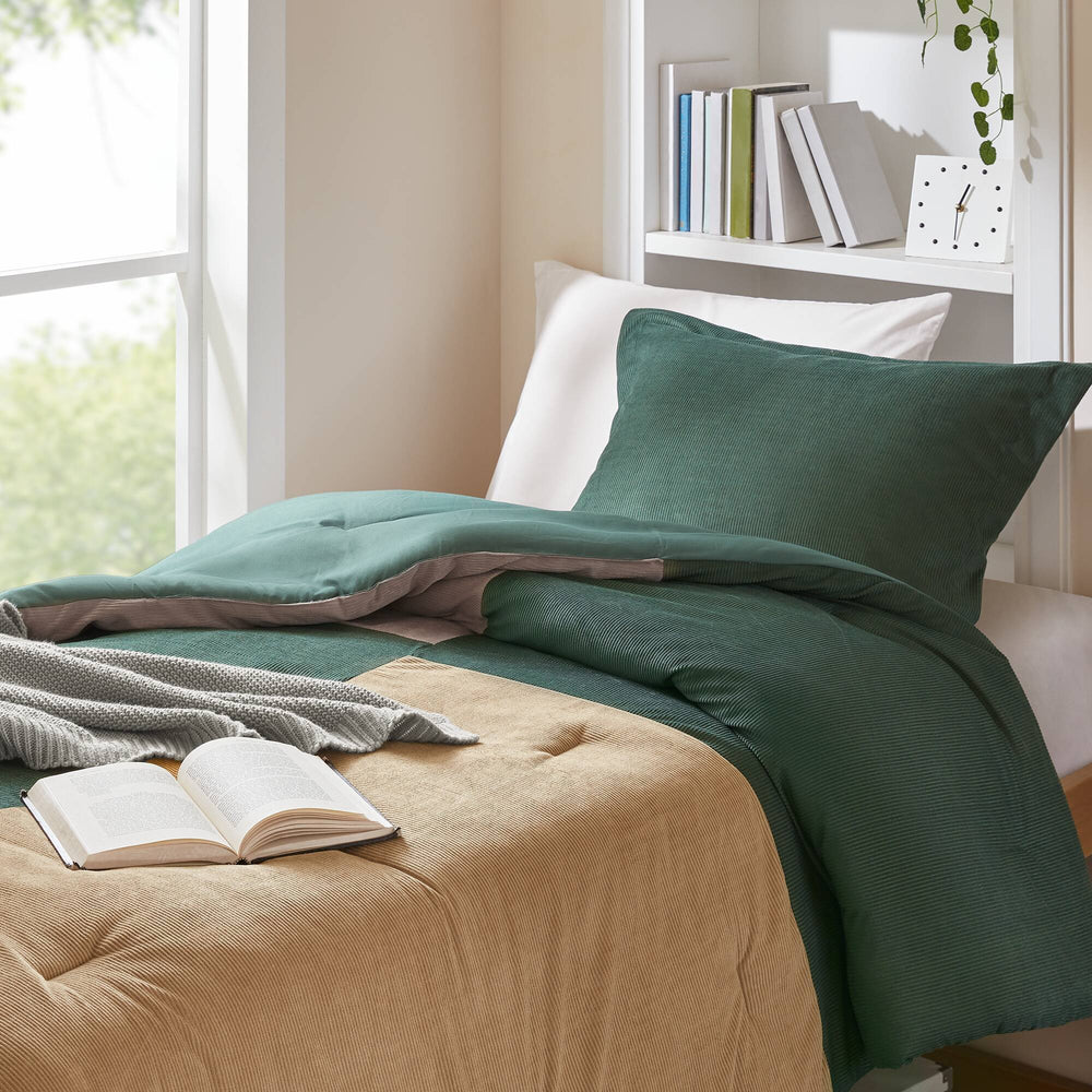 2 Pieces Twin/Twin XL Comforter Set,Green Media 16