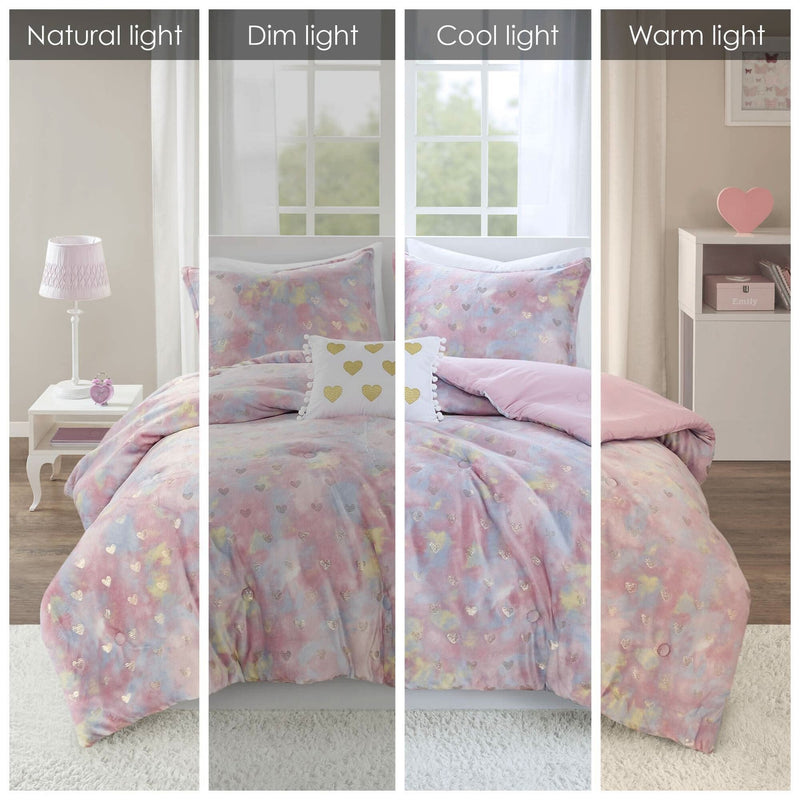 Metallic Printed Plush Comforter Set Polyester Throw Pillow Twin XL