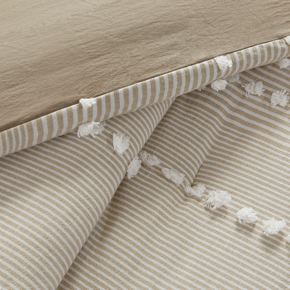 Full/Queen 3 Piece Cotton Yarn Dyed Comforter Set Media 5