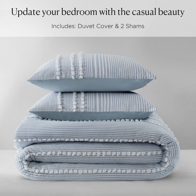 3- Piece King Cotton Yarn Dyed Duvet Cover Set