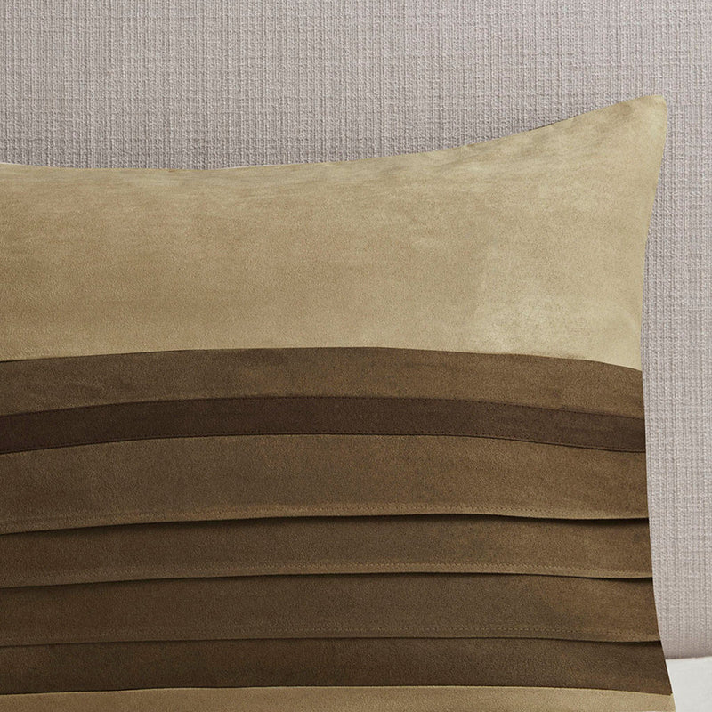 7 PC Pieced Faux Suede Comforter Set Natural Cal King