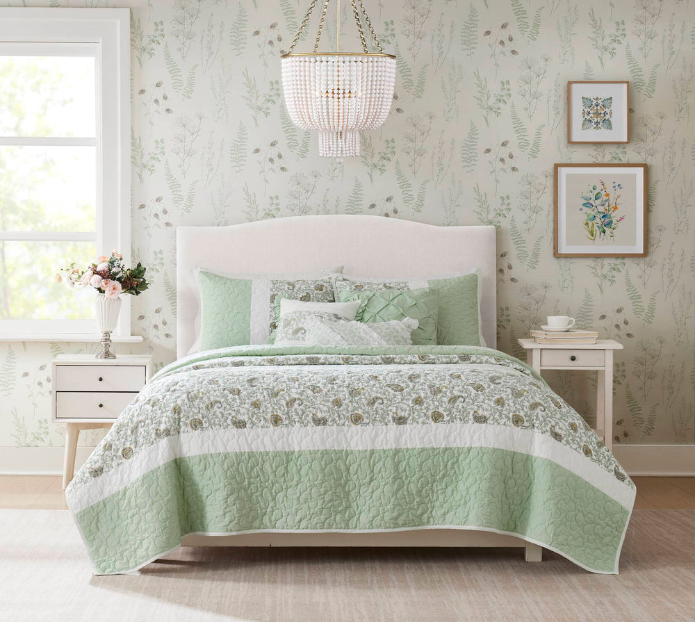 6 Piece Cotton Percale Quilt Set with Throw Pillows King/Cal King Media 20
