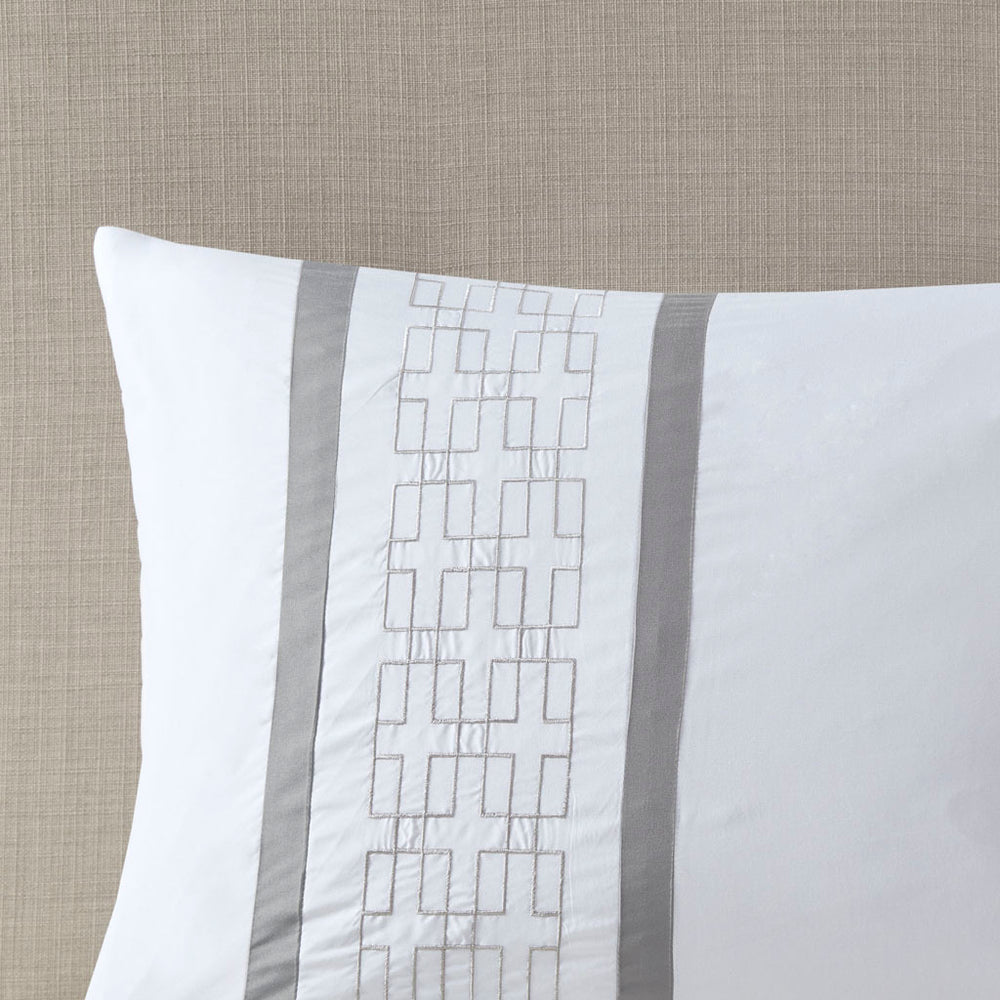8 Piece Embroidered Comforter Set White Queen Media 13