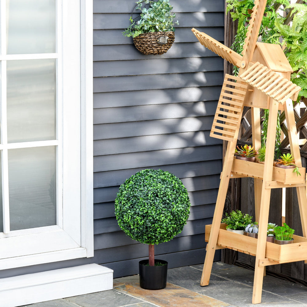 23.5' Artificial Boxwood Topiary Ball Tree, Fake Decorative Plant, Nursery Pot Included for Home, Balcony, Backyard and Garden Media 4