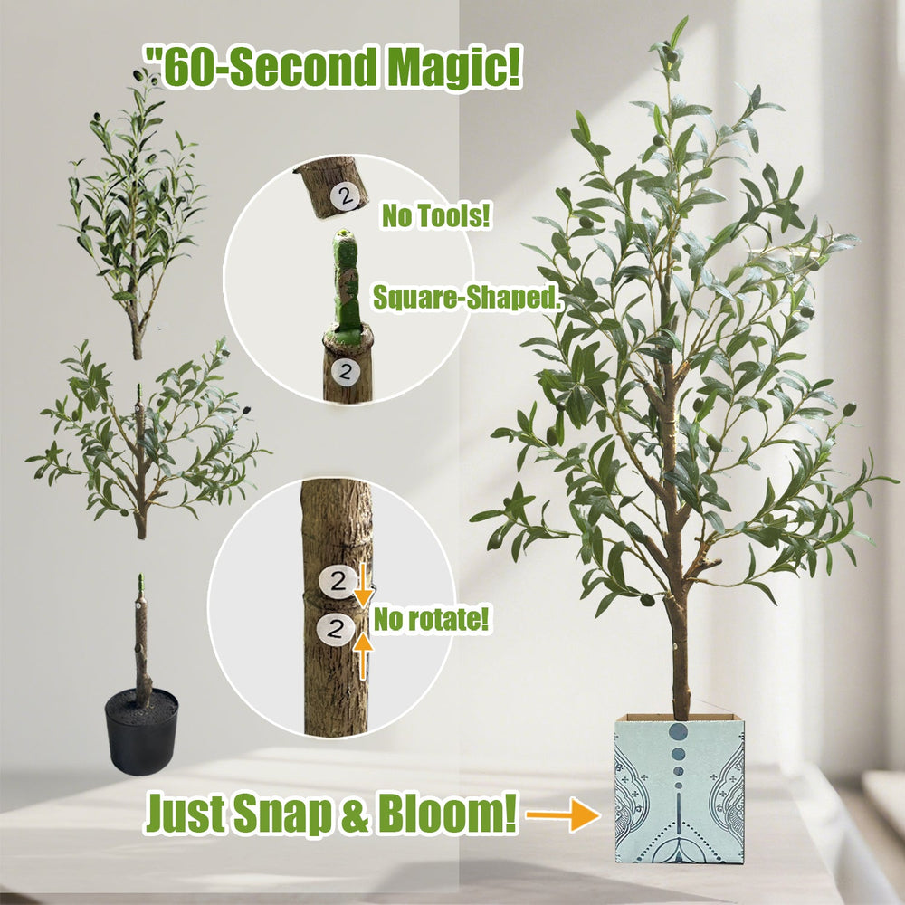 Artificial Olive Tree with Water Droplets: 4ft Potted Realistic Fake Plant Trees with Fruits for Indoor Home Room Office Balcony Decor Media 17