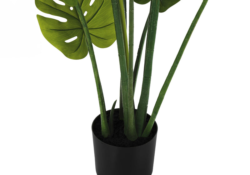 Artificial Plant, 45' Tall, Monstera Tree, Indoor, Faux, Fake, Floor, Greenery, Potted, Real Touch, Decorative, Green Leaves, Black Pot