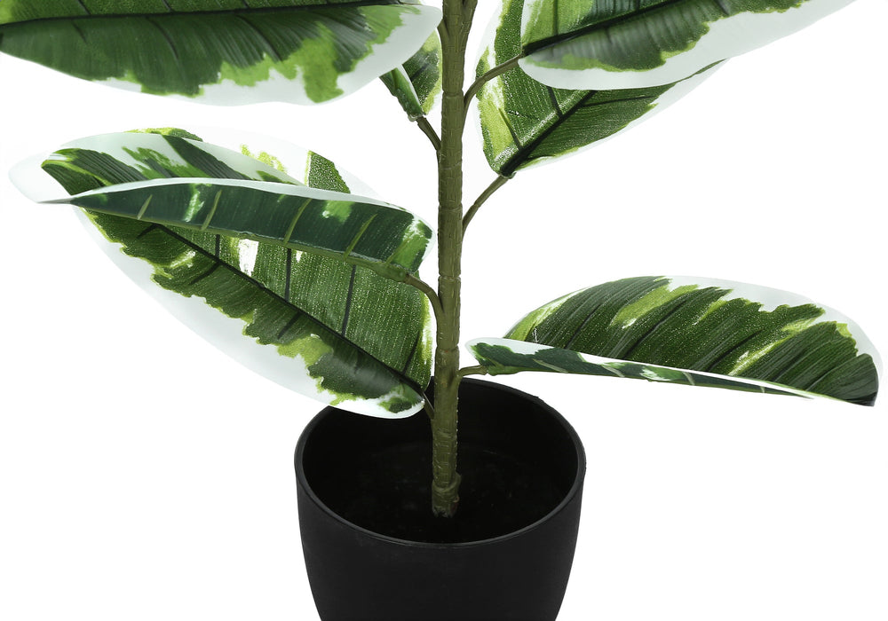 Artificial Plant, 27' Tall, Rubber, Indoor, Faux, Fake, Table, Greenery, Potted, Real Touch, Decorative, Green Leaves, Black Pot Media 3