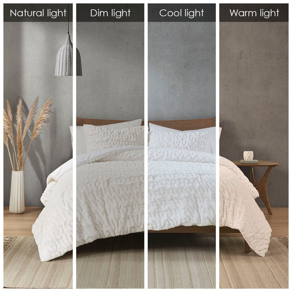 Full/Queen Ruched Fur Down Alternative Comforter Set Media 2