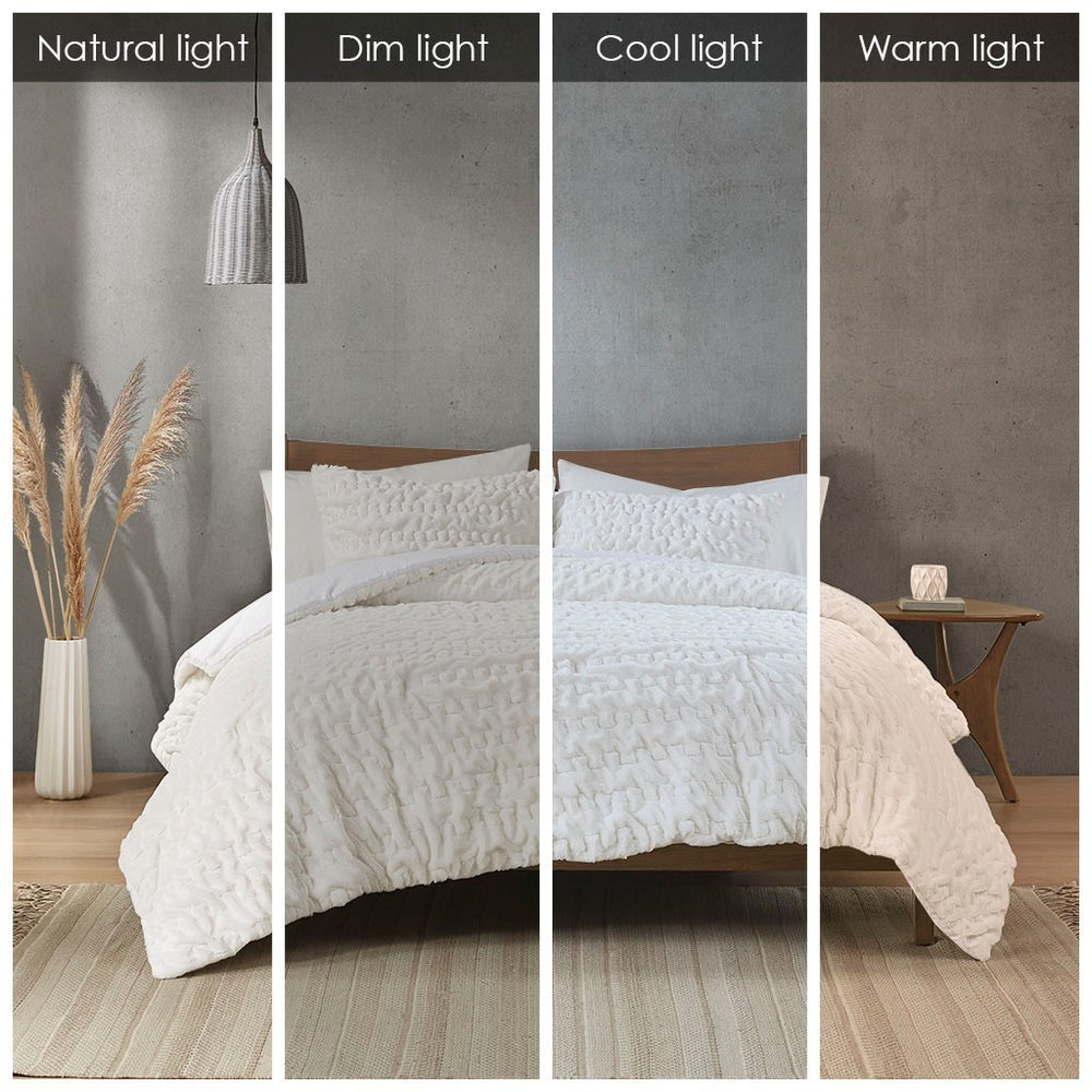Full/Queen Ruched Fur Down Alternative Comforter Set Media 2