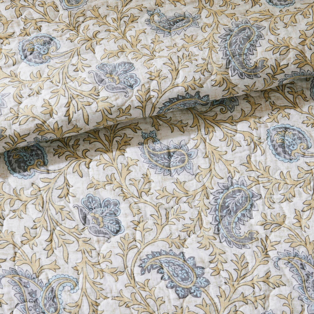 6 Piece Cotton Percale Quilt Set with Throw Pillows Yellow Full/Queen Media 3