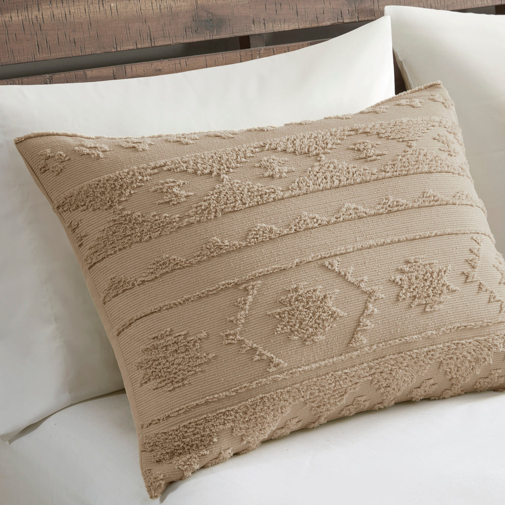 3 PCS Full/Queen Chenille Oversized Comforter Set Tan Media 11