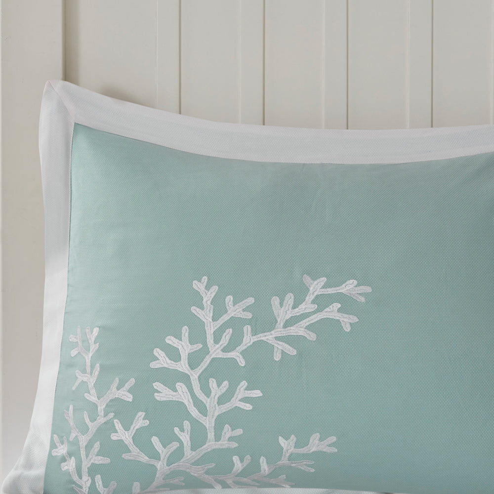Oversized Cotton Jacquard Comforter Set Aqua Cal King Media 2