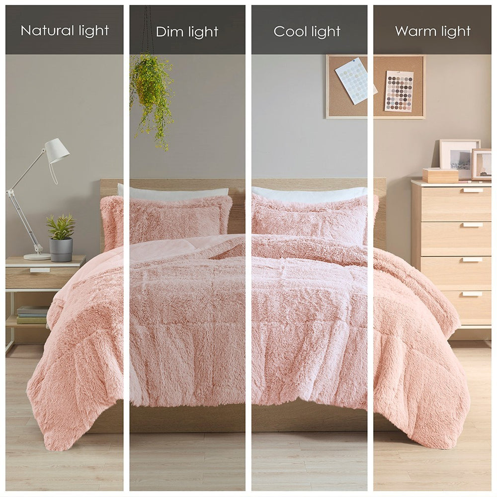 Twin/Twin XL Shaggy Long Fur Comforter Mini Set Media 7