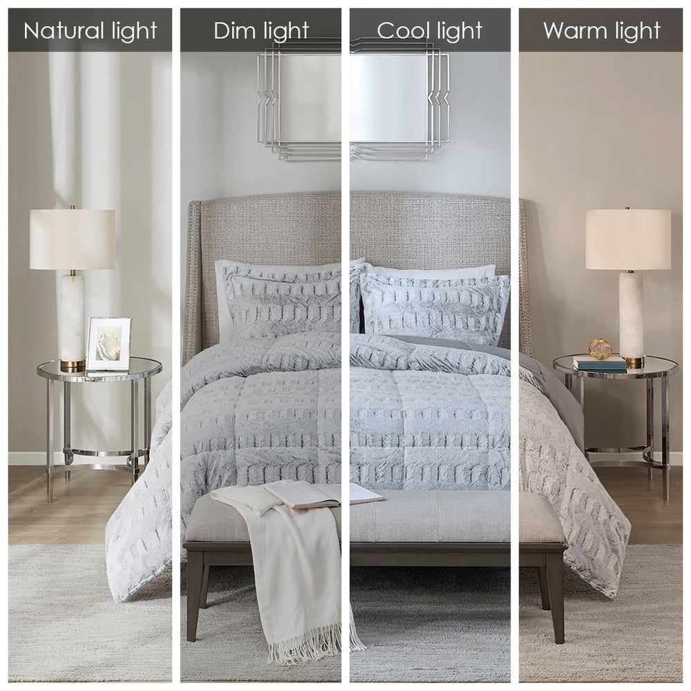 King/Cal King Back Print Long Fur Comforter Mini Set Media 7