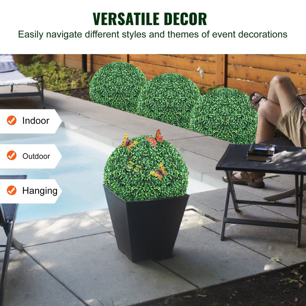 Artificial Topiary Boxwood Trees, 16 Inches Tall (Set of 2), Ball-Shaped Faux Topiary Plants, Year-Round Green Artificial Decorative Balls for Backyard, Balcony, Garden, Wedding, and Home Décor Media 4