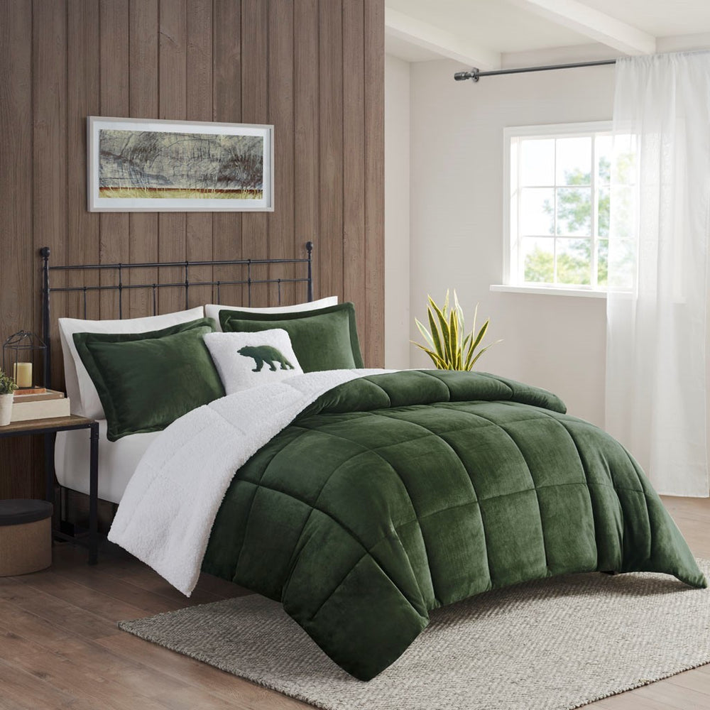 King Plush to Sherpa Down Alternative Comforter Set Media 1
