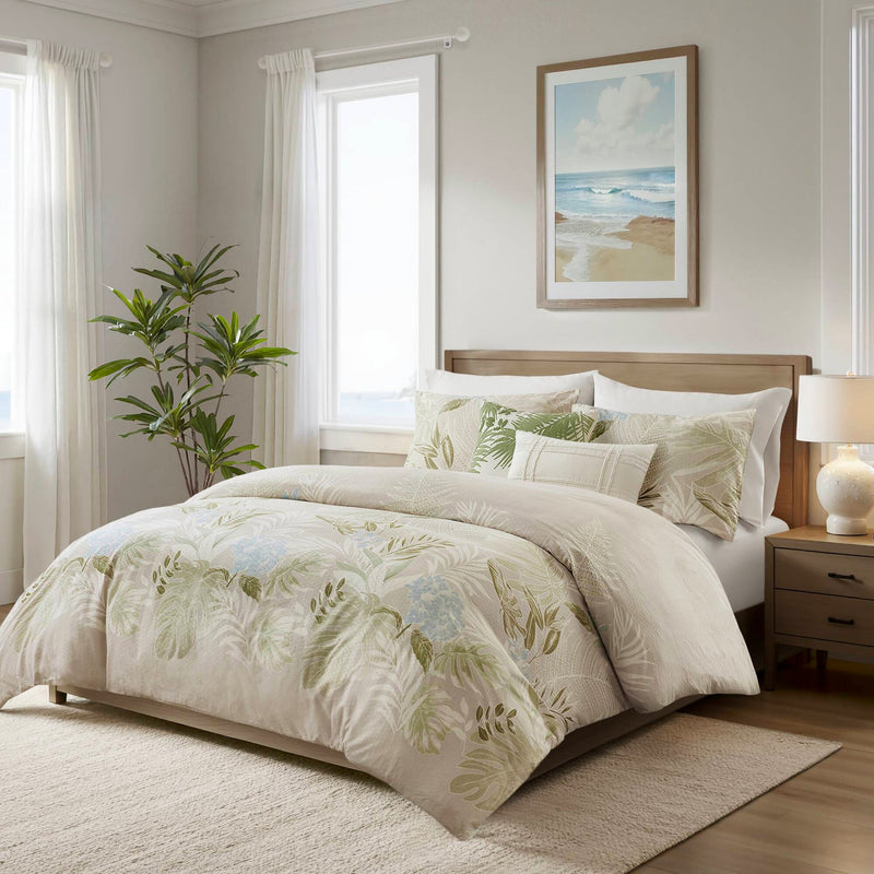 5-Piece Full/Queen Cotton Duvet Cover Set with Throw Pillow