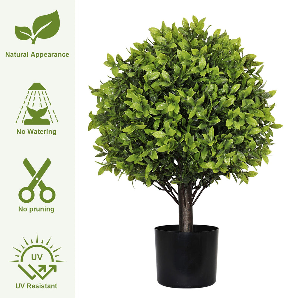 22in Artificial Boxwood Topiary Ball Trees in Pots for Indoor Outdoor Home Garden Decor 2pcs/set Media 3