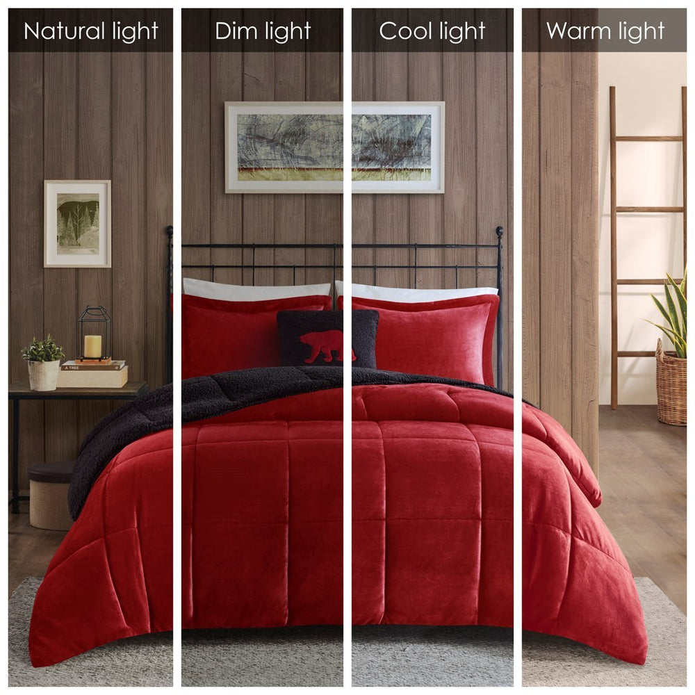Full/Queen Plush to Sherpa Down Alternative Comforter Set Media 2