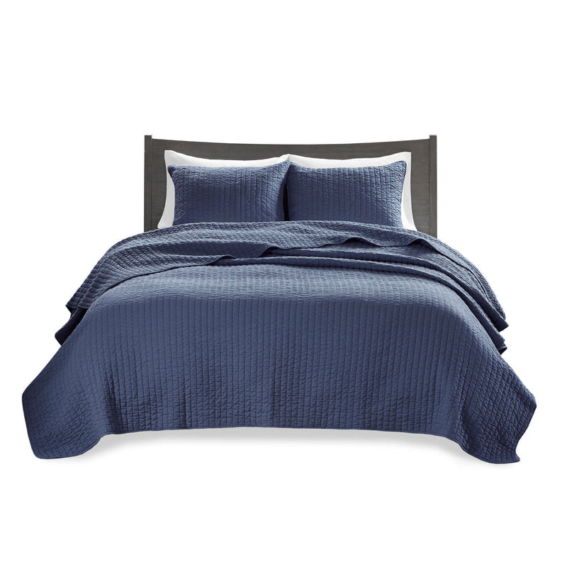 3 Piece Quilt Set Navy Full/Queen