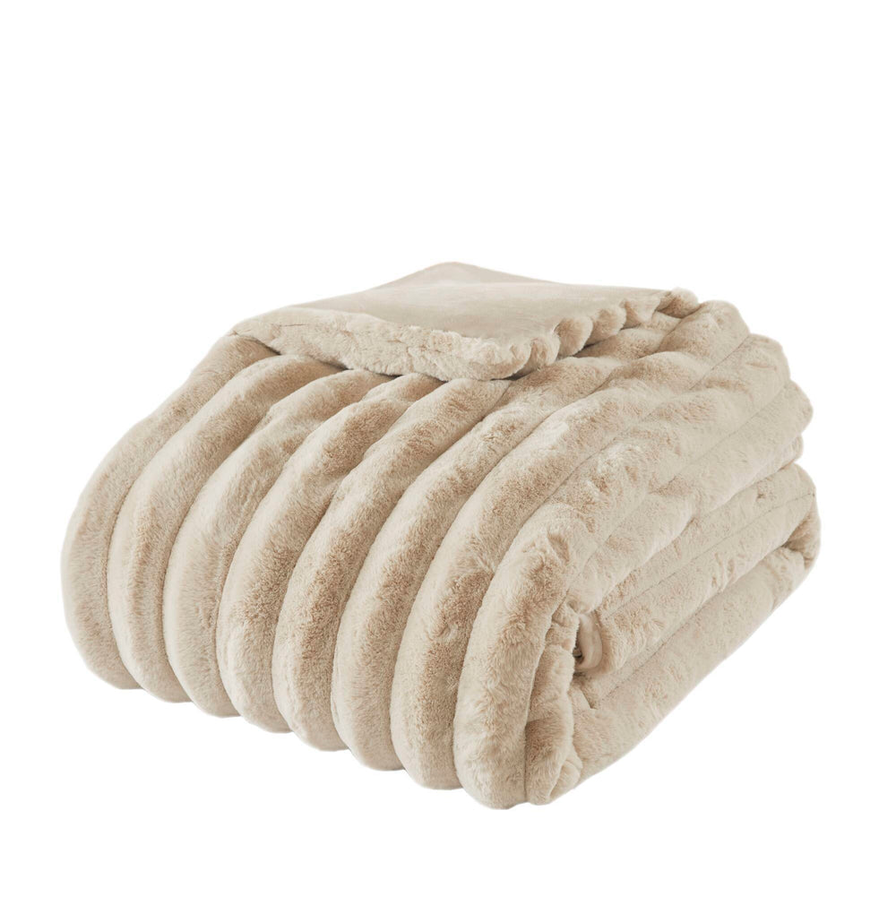 soft Faux Fur Ribbed Comforter Set Full/Queen Media 5