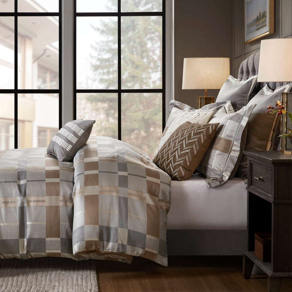 9 PCS King Jacquard Oversized Duvet Style Comforter Set Taupe Media 18