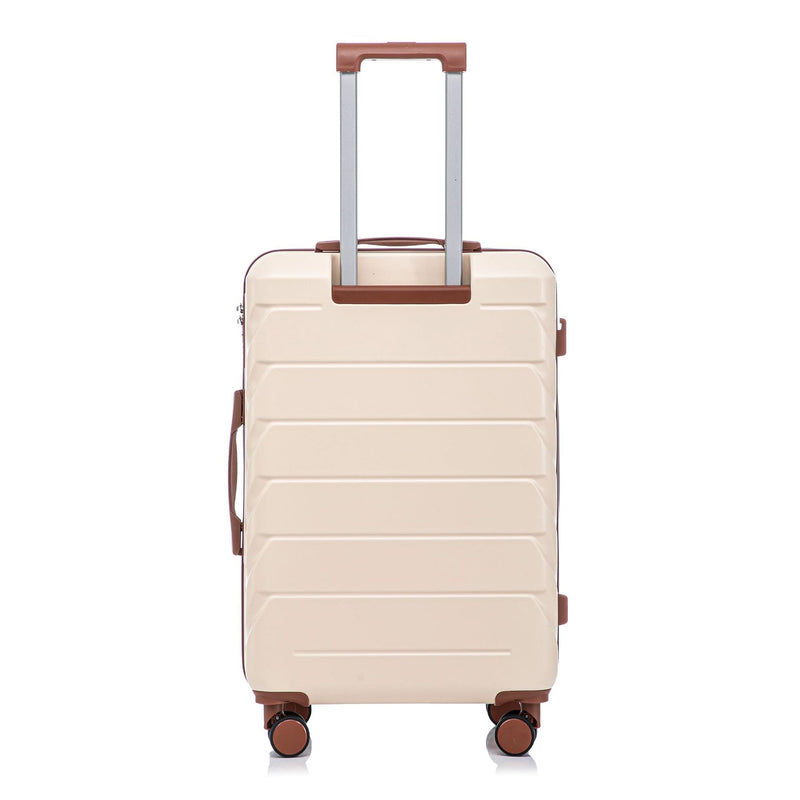 Abs Luggage Set 20 24 28 Inches 3 Piece Beige Durable Spinner Wheels & Combination Lock