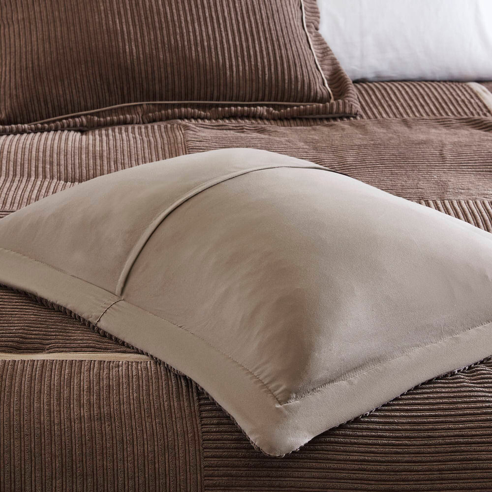 7 Piece Micro Corduroy Comforter Set Brown Cal King Media 15