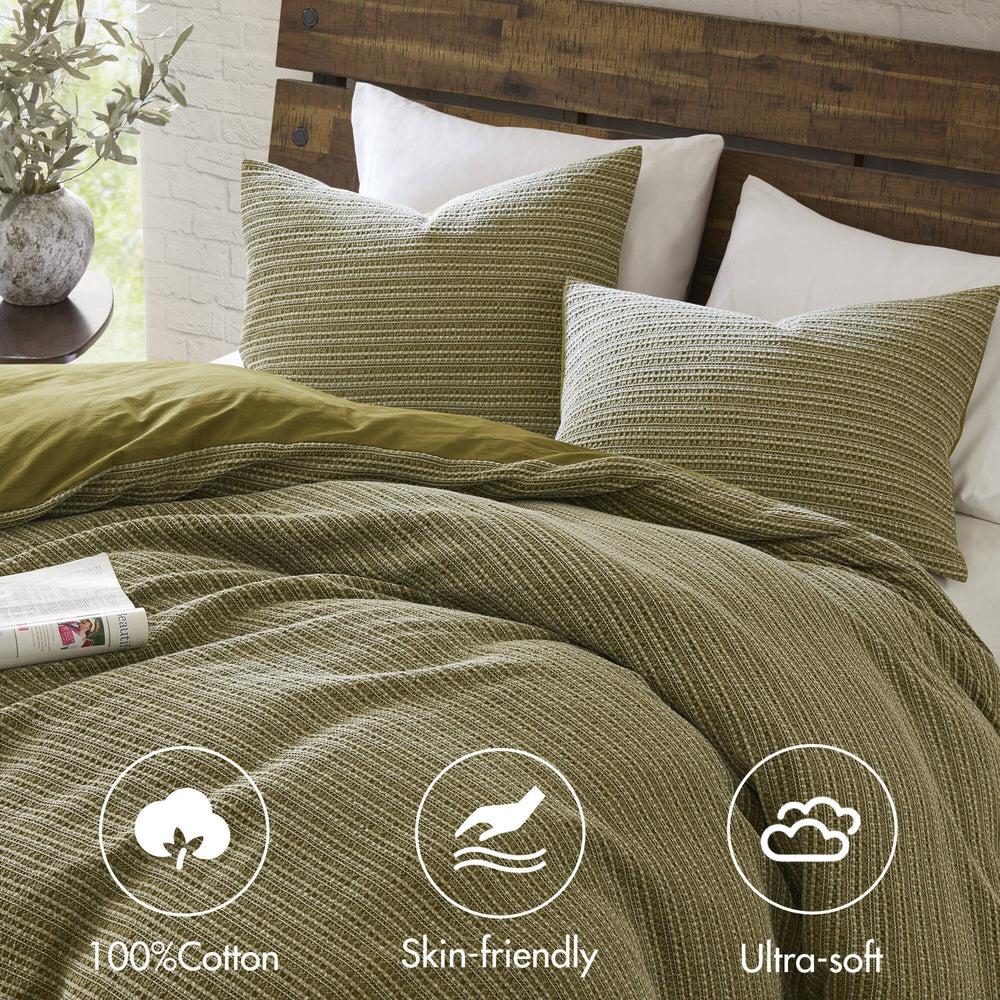 3PCS King/Cal King Waffle Washed Duvet Set Media 2