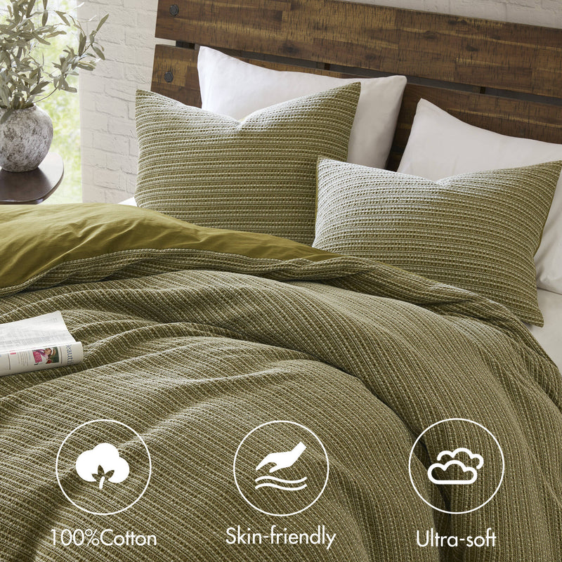 3PCS Waffle Washed Duvet Set