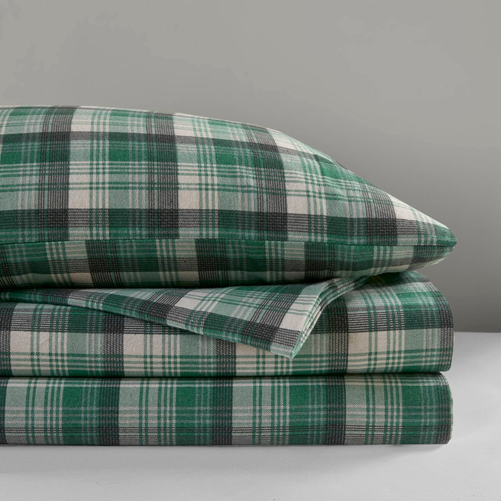 4 PCS Cal King Sheet Set Green Plaid Media 19
