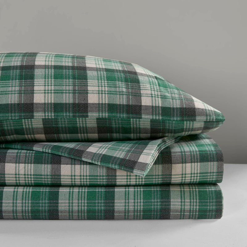 4 PCS Twin Sheet Set Green Plaid