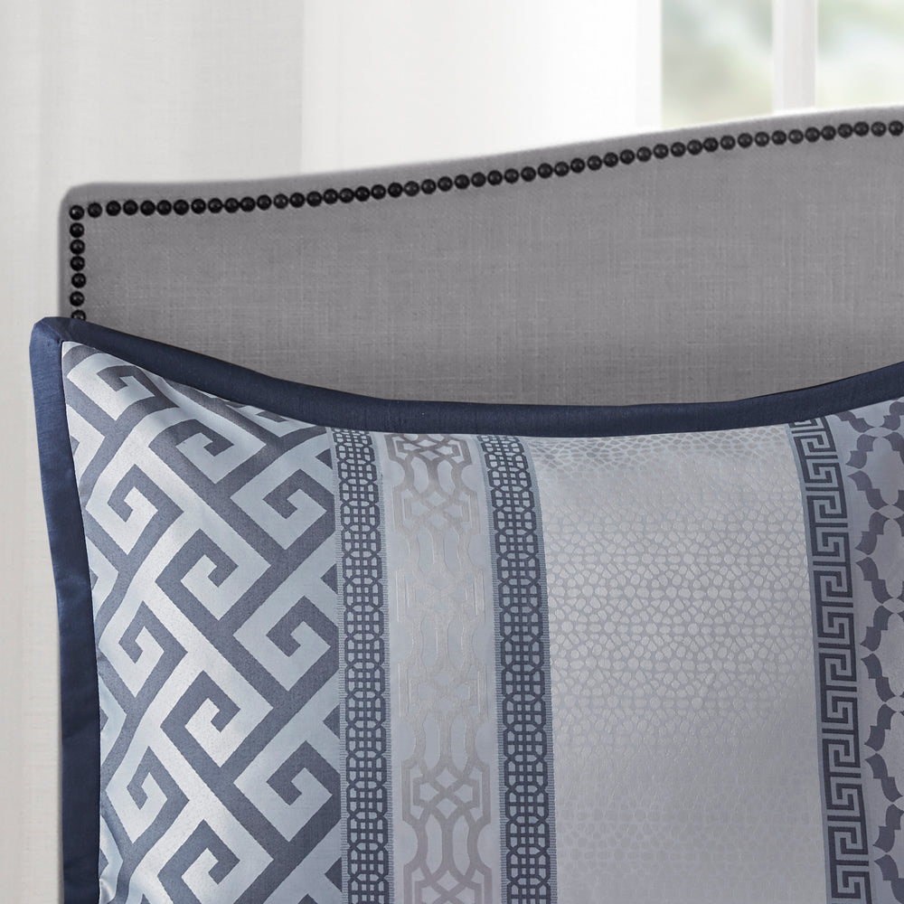 7 Piece Jacquard Comforter Set Navy Cal King Media 10
