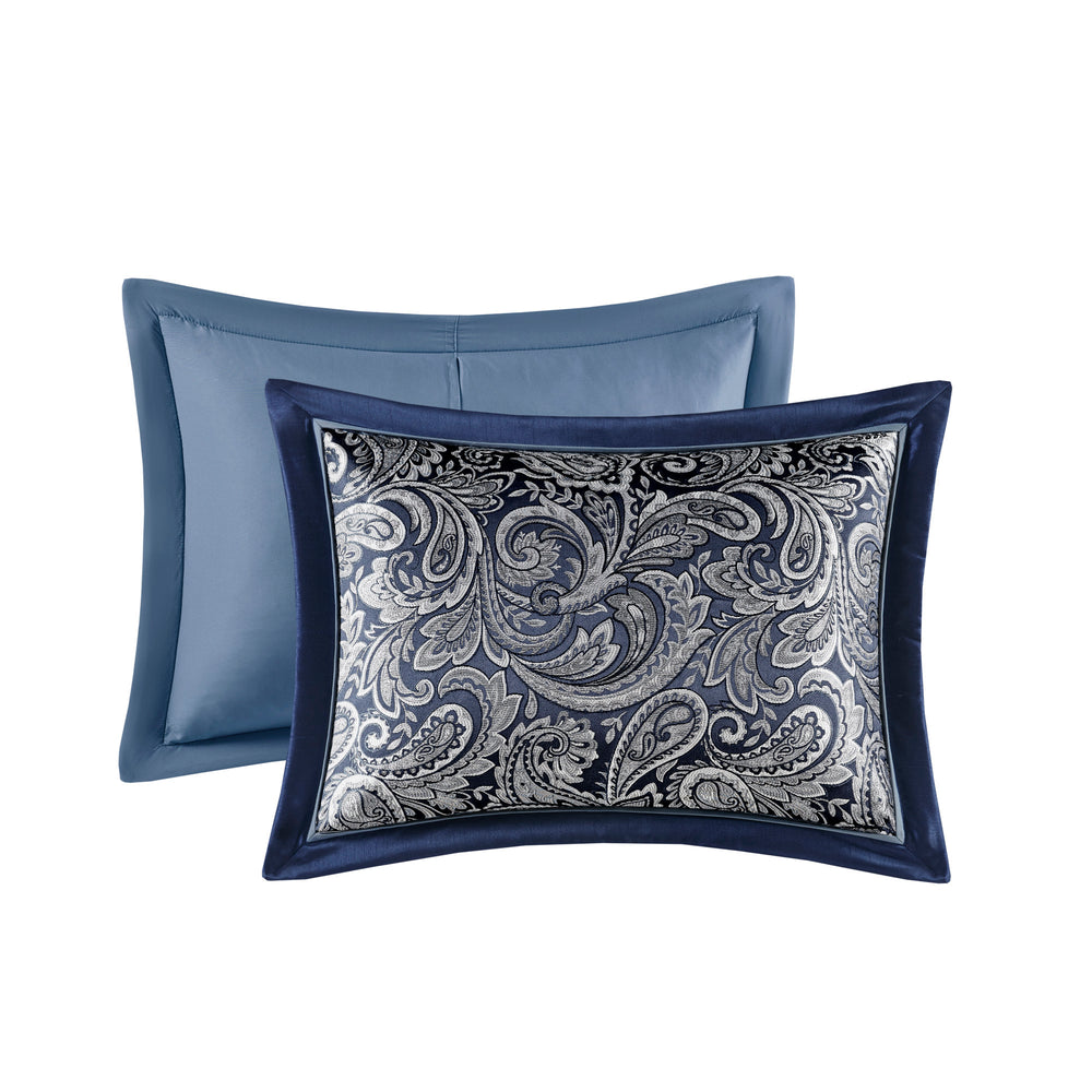 12 Piece Comforter Set with Cotton Bed Sheets Navy Queen Media 12