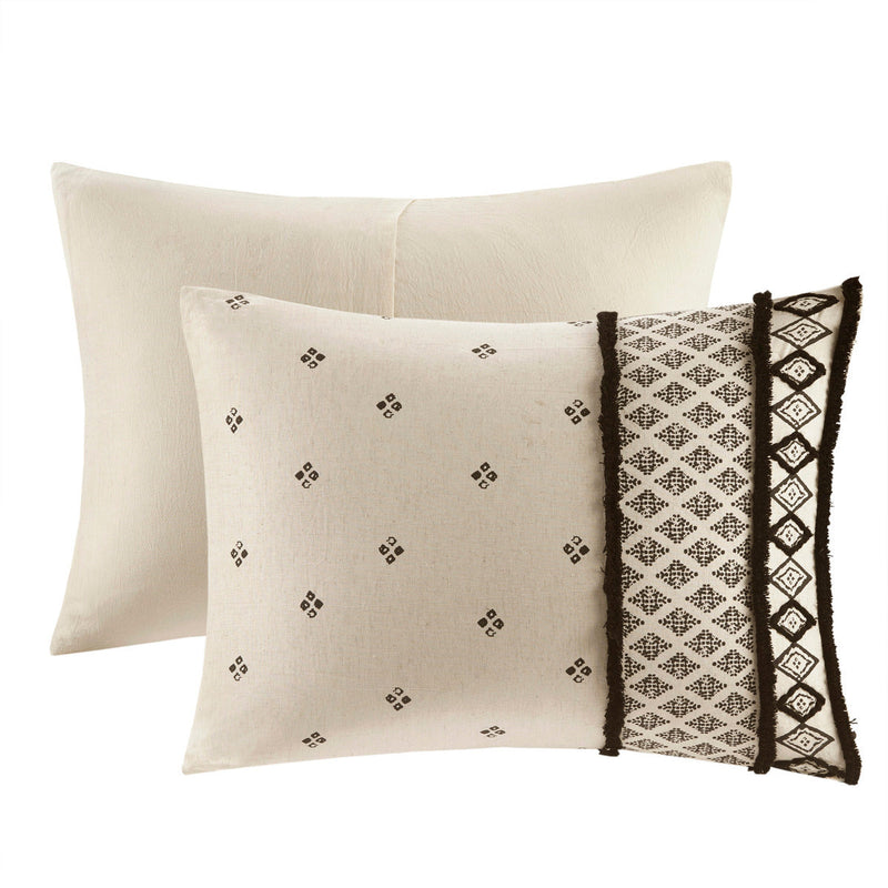 King/Cal King 3 Piece Flax and Cotton Blended Duvet Cover Set