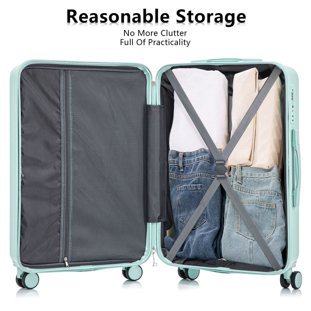 ABS Spinner Luggage Mint Green Durable 3 Piece Set & Combination Lock Media 8