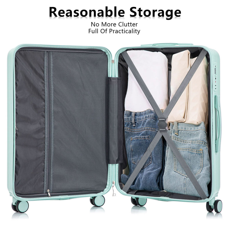ABS Spinner Luggage Mint Green Durable 3 Piece Set & Combination Lock