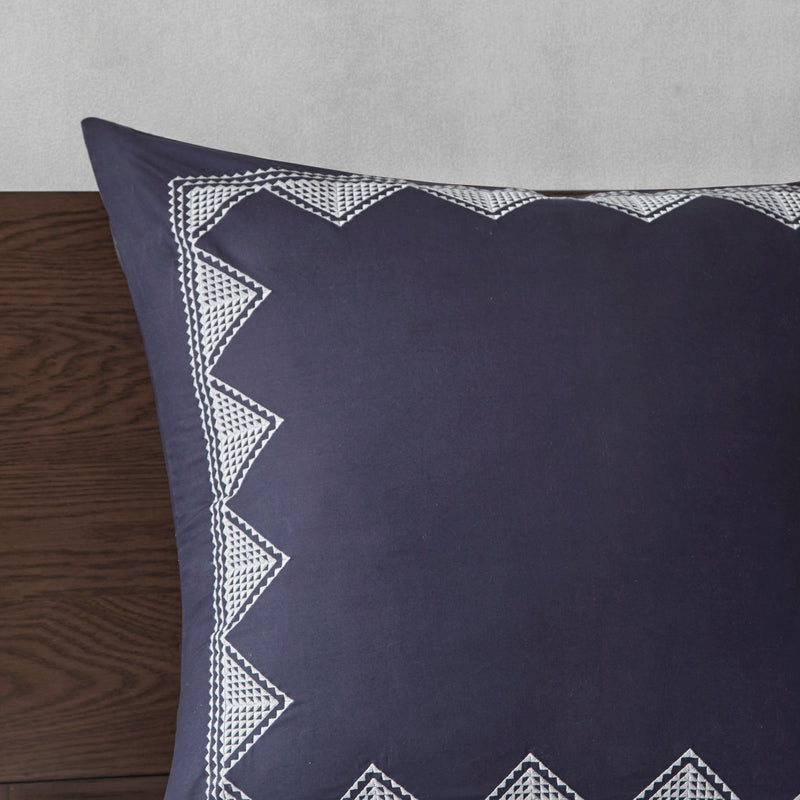 3 Piece Printed Cotton Quilt Set Navy King/Cal King