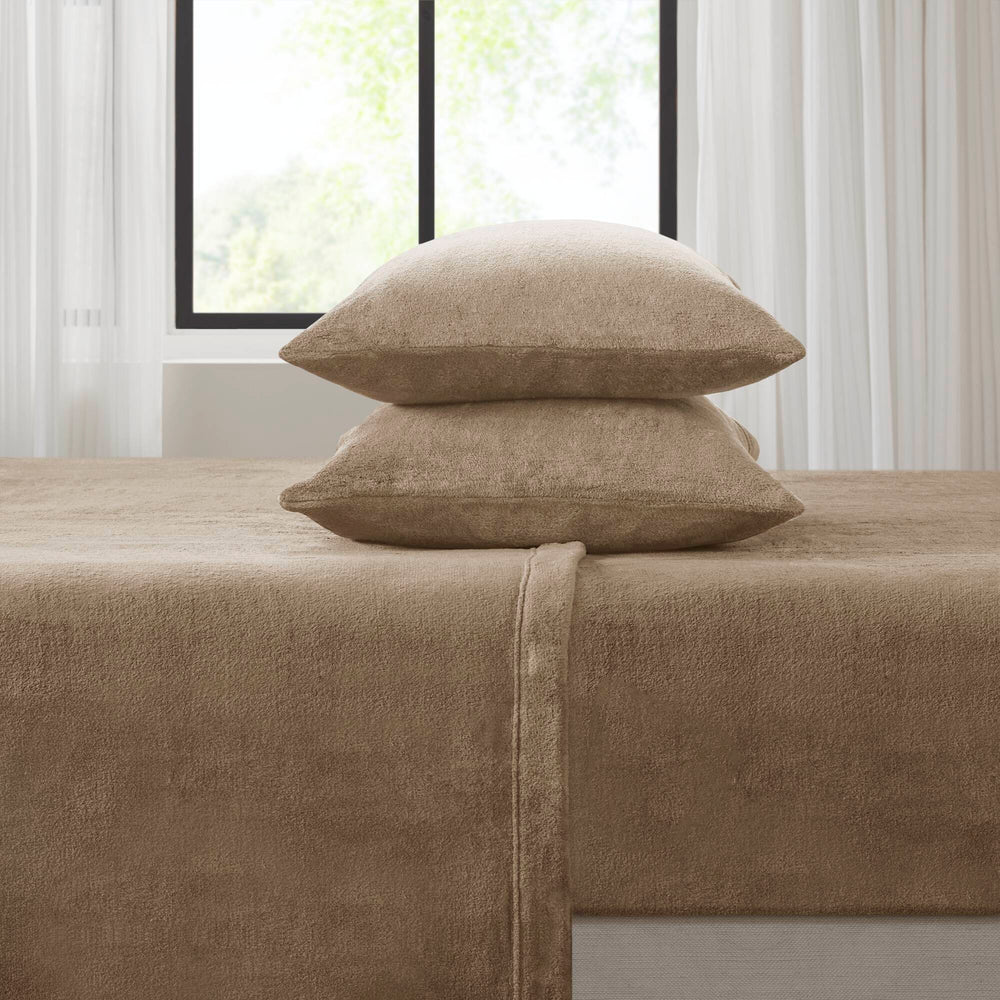 3 PCS Twin Micro Plush Sheet Set Taupe Media 18