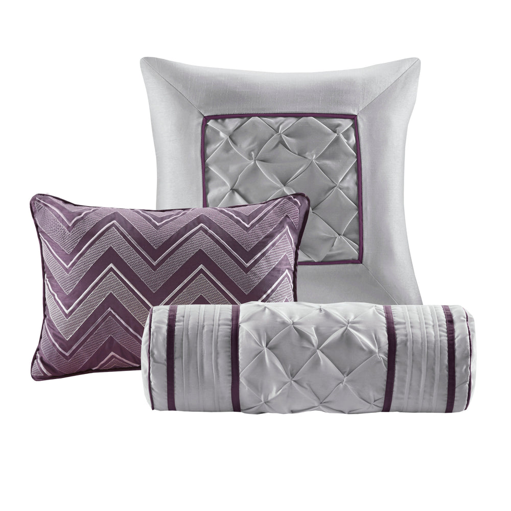 7-Piece King 100% Polyester Pieced Pleated Tufted Comforter Set Media 3