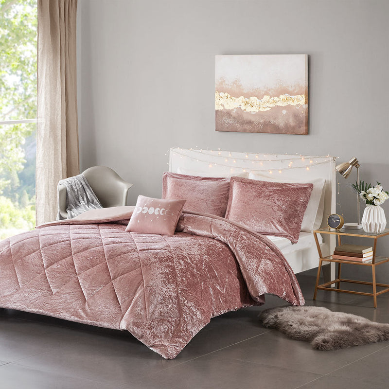 Full/Queen Velvet Duvet Cover Set with Throw Pillow