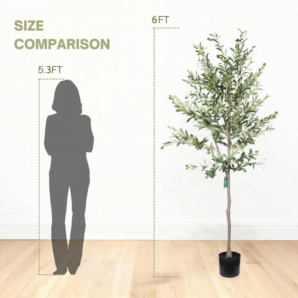 6FT Artificial Olive Tree in Black Plastic Pot, 1pc/set Media 5