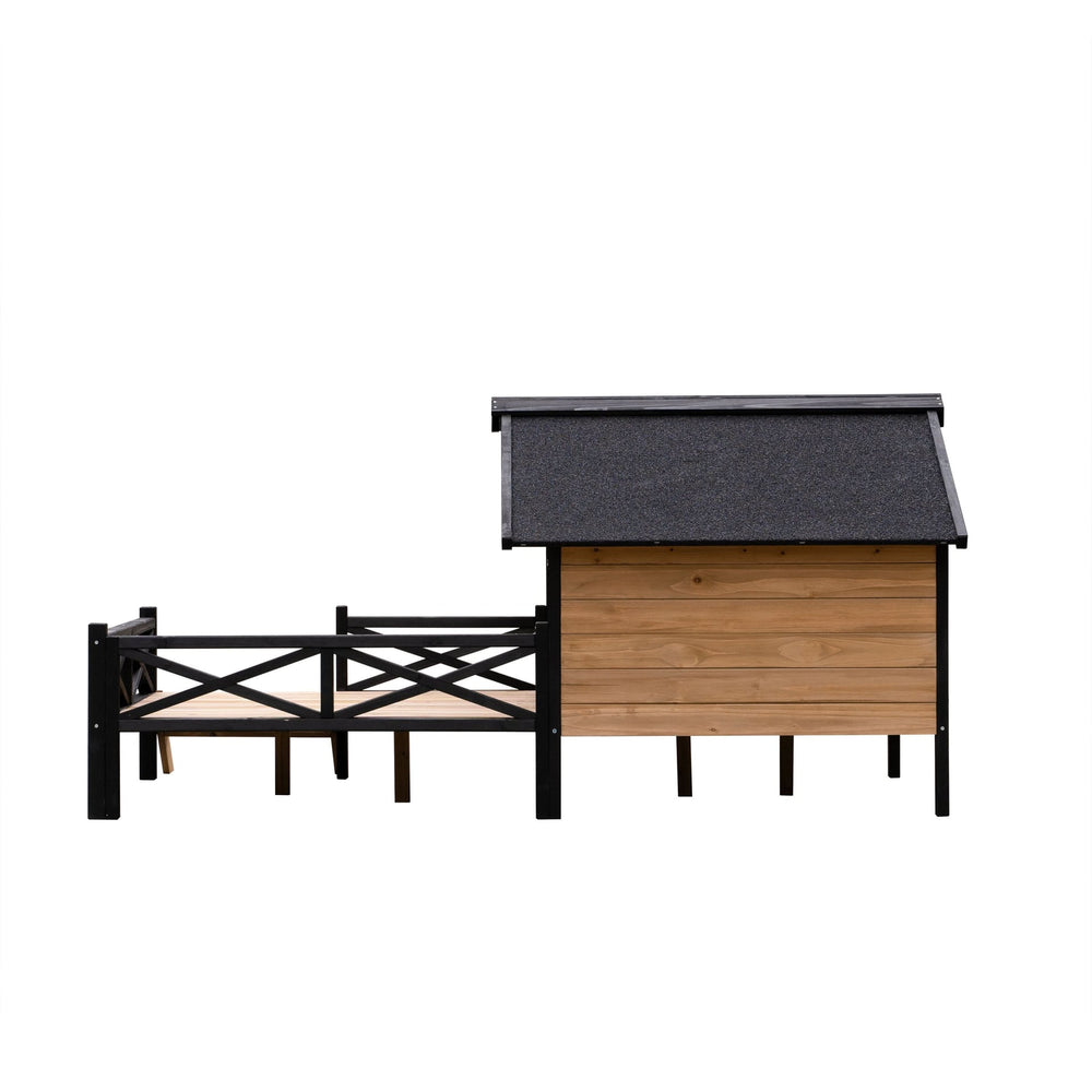 Outdoor Large Wooden Cabin House Style Wooden Dog Kennel with Porch Media 10
