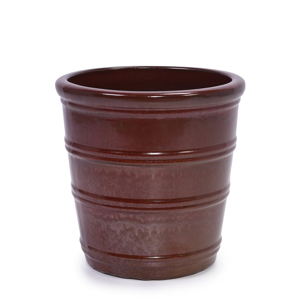 3 Pieces Ceramic Flowerpot, Modern Planter for Patio, Garden or Windowsills - Bean Paste Red Media 7