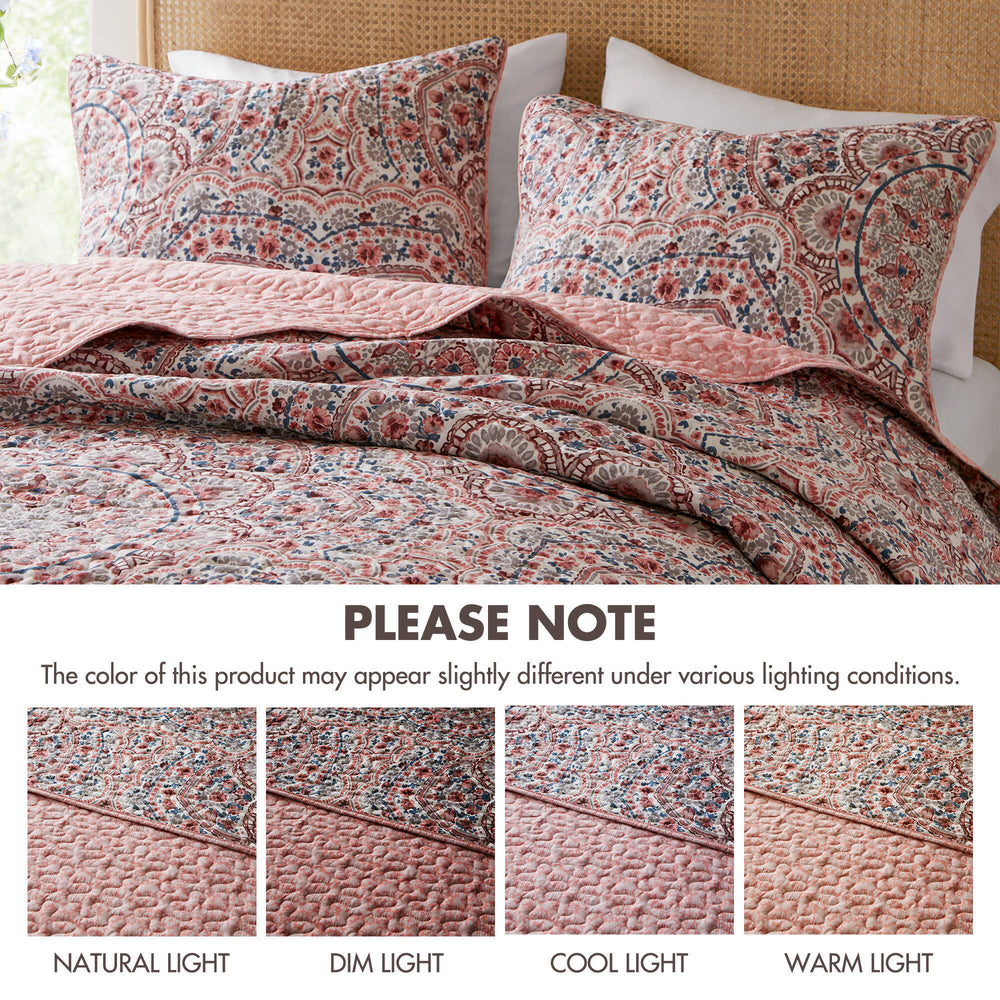 3-Piece King Boho Floral Reversible Quilt Media 8