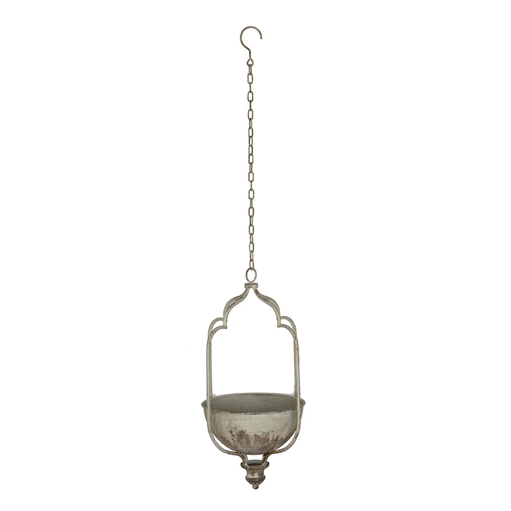 11.8x9.8x21.7' Rustic Hanging Iron Planter with Distressed White Finish Media 3